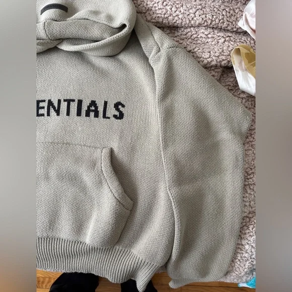 Essentials Men's KNIT PULLOVER Pistachio Hoodie Sweater - Picture 3 of 9